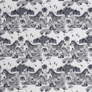 Lost World Satin Blue by Clarke And Clarke Fabric
