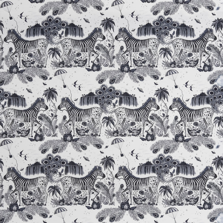 Lost World Satin Blue by Clarke And Clarke Fabric WILDERIE BY EMMA J SHIPLEY FOR C&C COTTON - 100% United Kingdom HEAVY Horizontal: 27 and Vertical: 34.65 54 - Fabric Carolina -