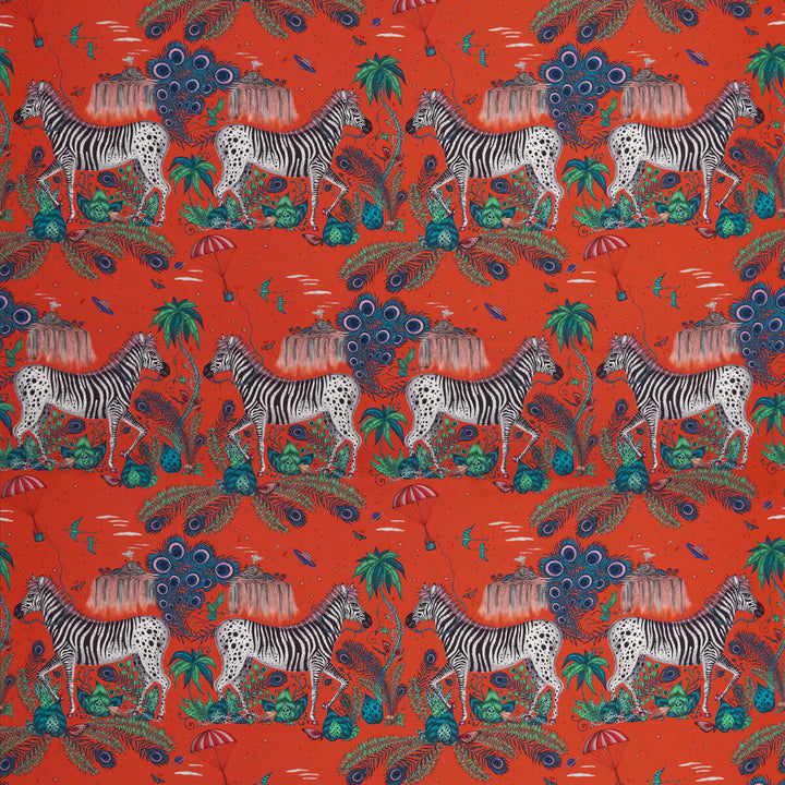 Lost World Satin Red by Clarke And Clarke Fabric WILDERIE BY EMMA J SHIPLEY FOR C&C COTTON - 100% United Kingdom HEAVY Horizontal: 27 and Vertical: 34.65 54 - Fabric Carolina -