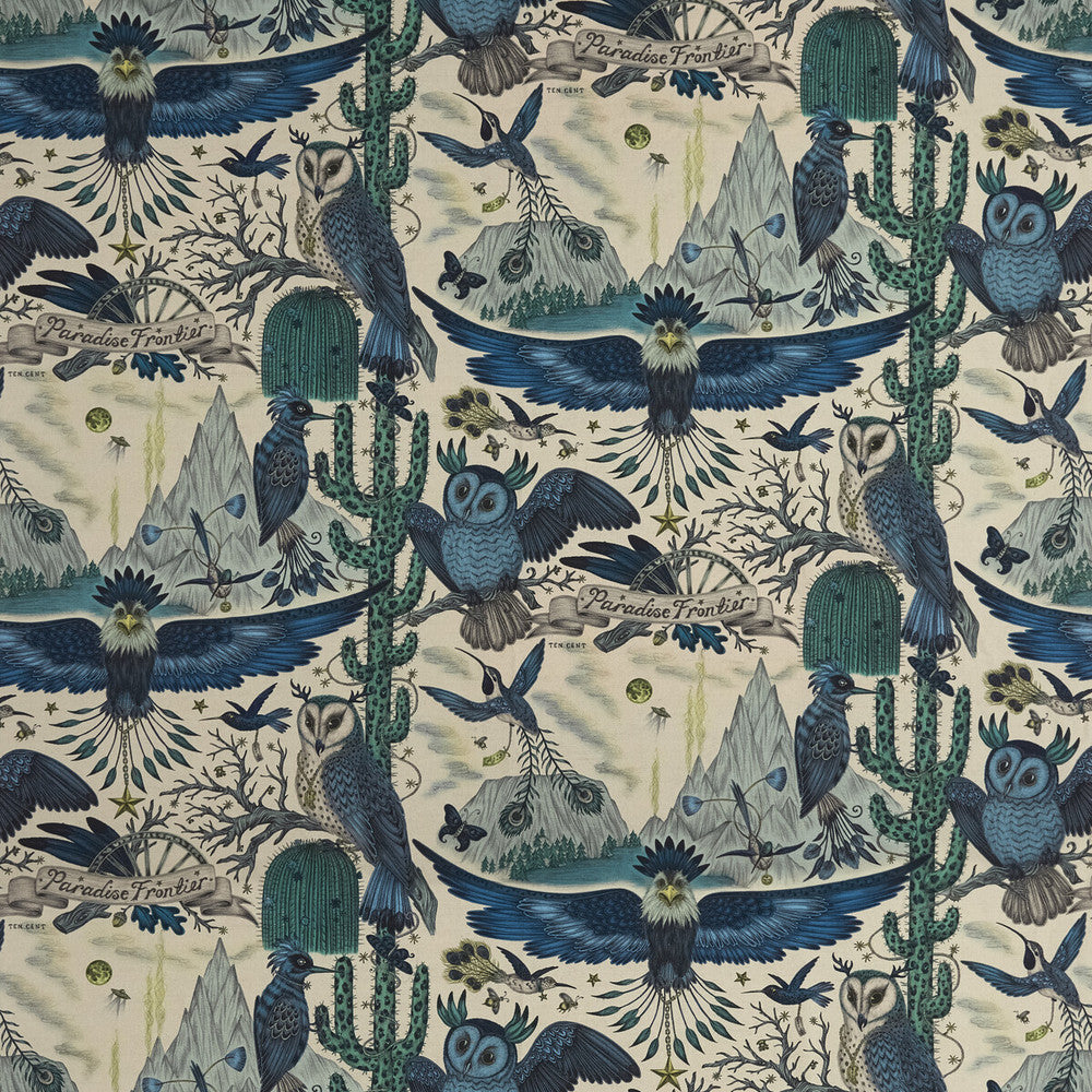 Frontier Linen Blue by Clarke And Clarke Fabric WILDERIE BY EMMA J SHIPLEY FOR C&C COTTON - 60%;LINEN - 40% Spain HEAVY Horizontal: 54 and Vertical: 29.1 54 - Fabric Carolina -