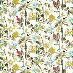 Palm Charcoal/Citron by Clarke And Clarke Fabric
