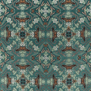 Emerald Forest Teal Jacquard by Clarke And Clarke Fabric