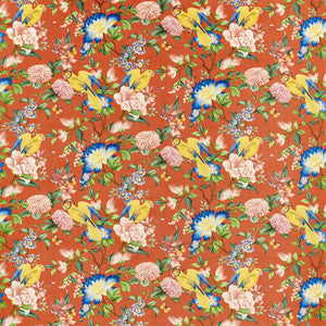 Golden Parrot Coral Velvet by Clarke And Clarke Fabric