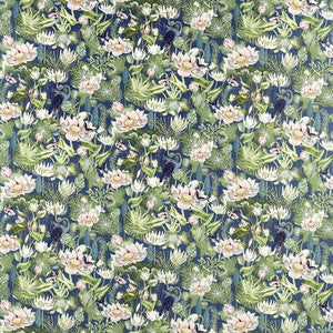 Waterlily Midnight Velvet by Clarke And Clarke Fabric