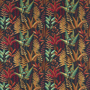 Bracken Russet Aqua Emb F1654/03.CAC.0 by Clarke And Clarke Fabric