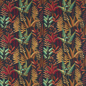 Bracken Russet Aqua Emb F1654/03.CAC.0 by Clarke And Clarke Fabric