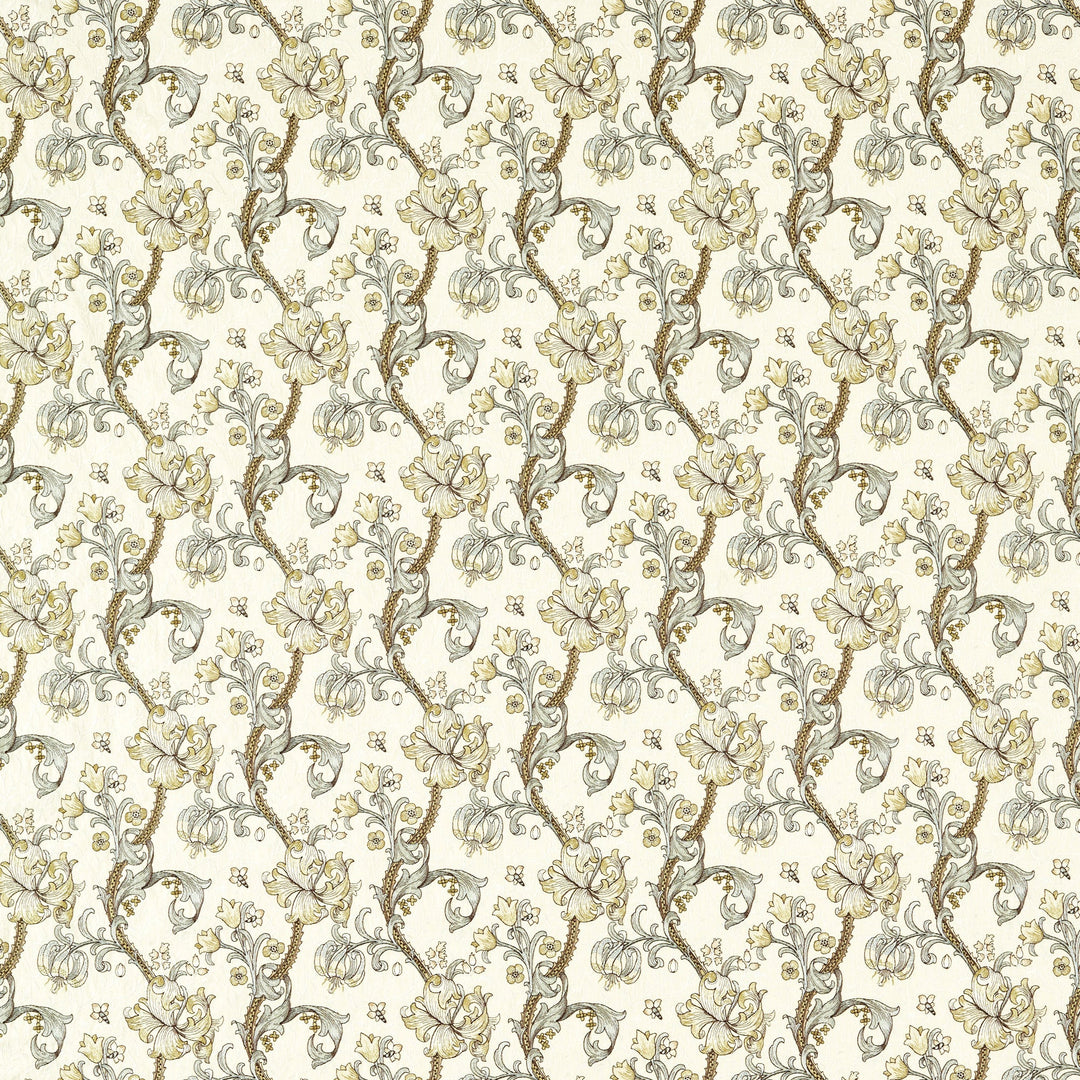 Golden Lily Embroidery - Dove By Clarke & Clarke Fabric
