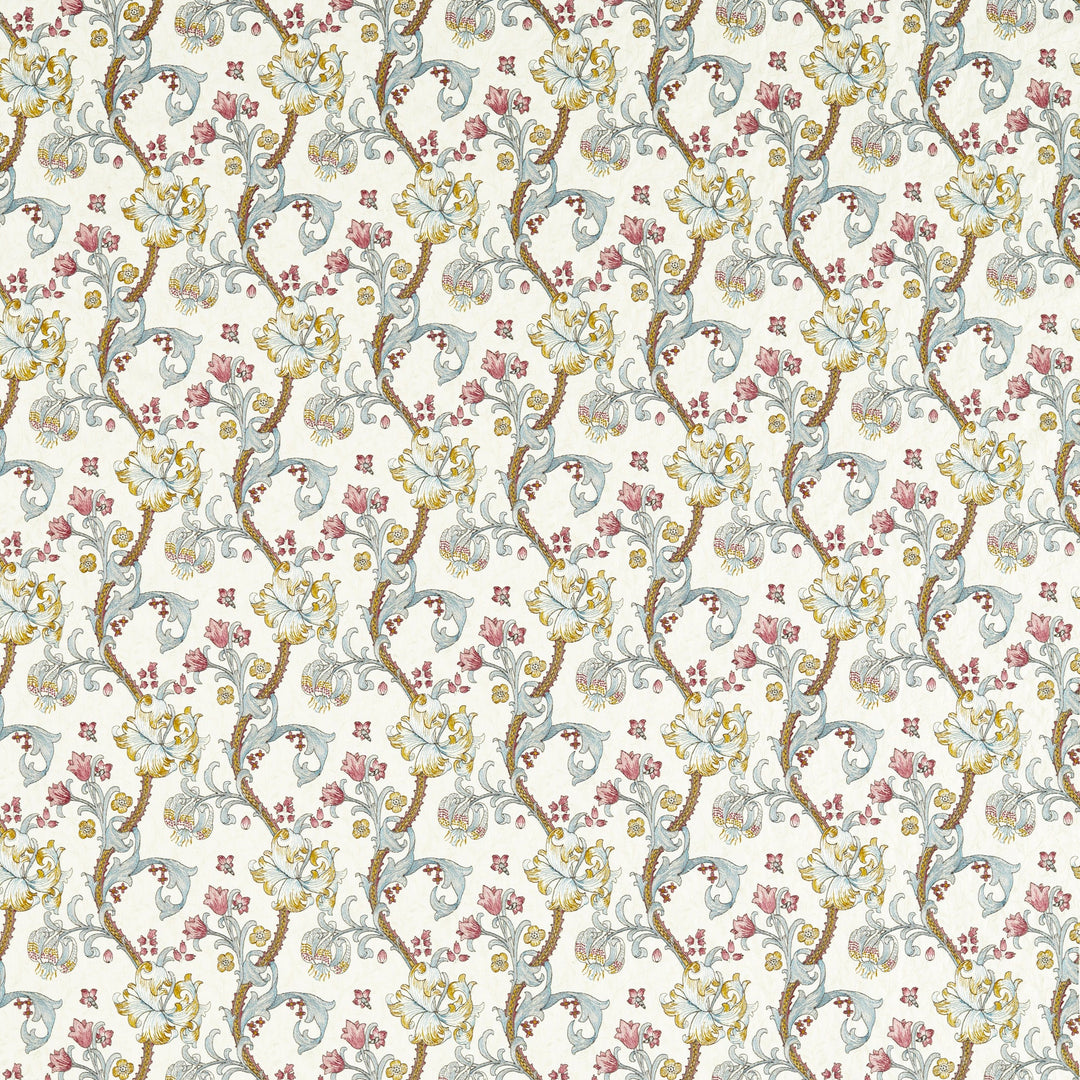 Golden Lily Embroidery - Plum/Denim By Clarke & Clarke Fabric