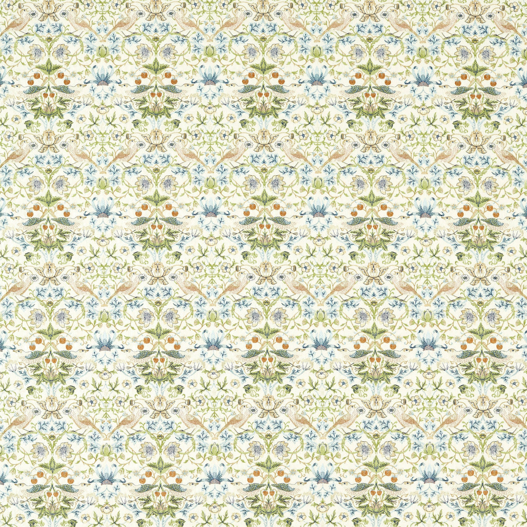 Strawberry Thief Embroidery - Apple/Blue By Clarke & Clarke Fabric