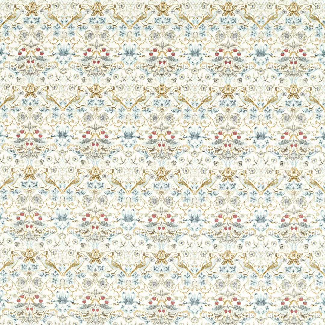 Strawberry Thief Embroidery - Denim By Clarke & Clarke Fabric