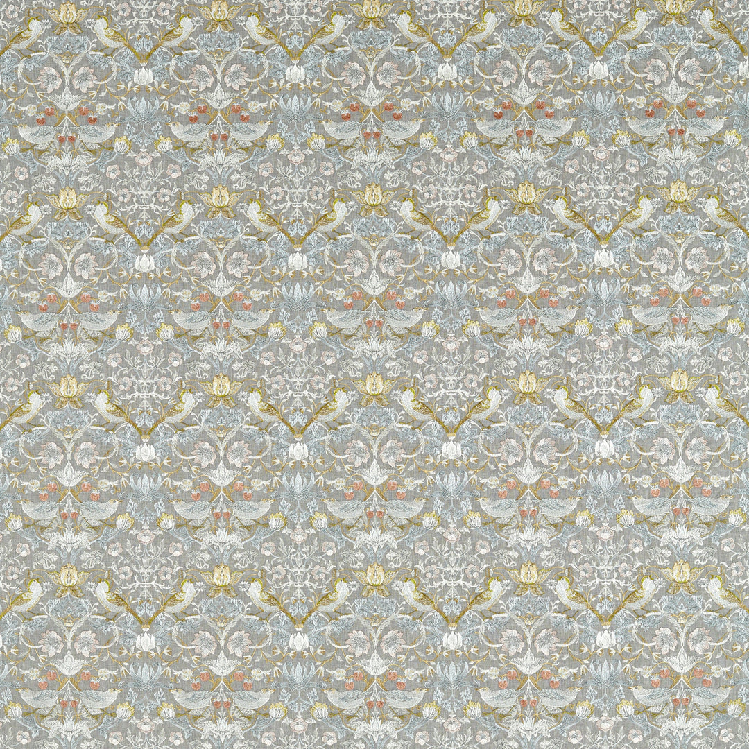 Strawberry Thief Embroidery - Slate/Blush By Clarke & Clarke Fabric