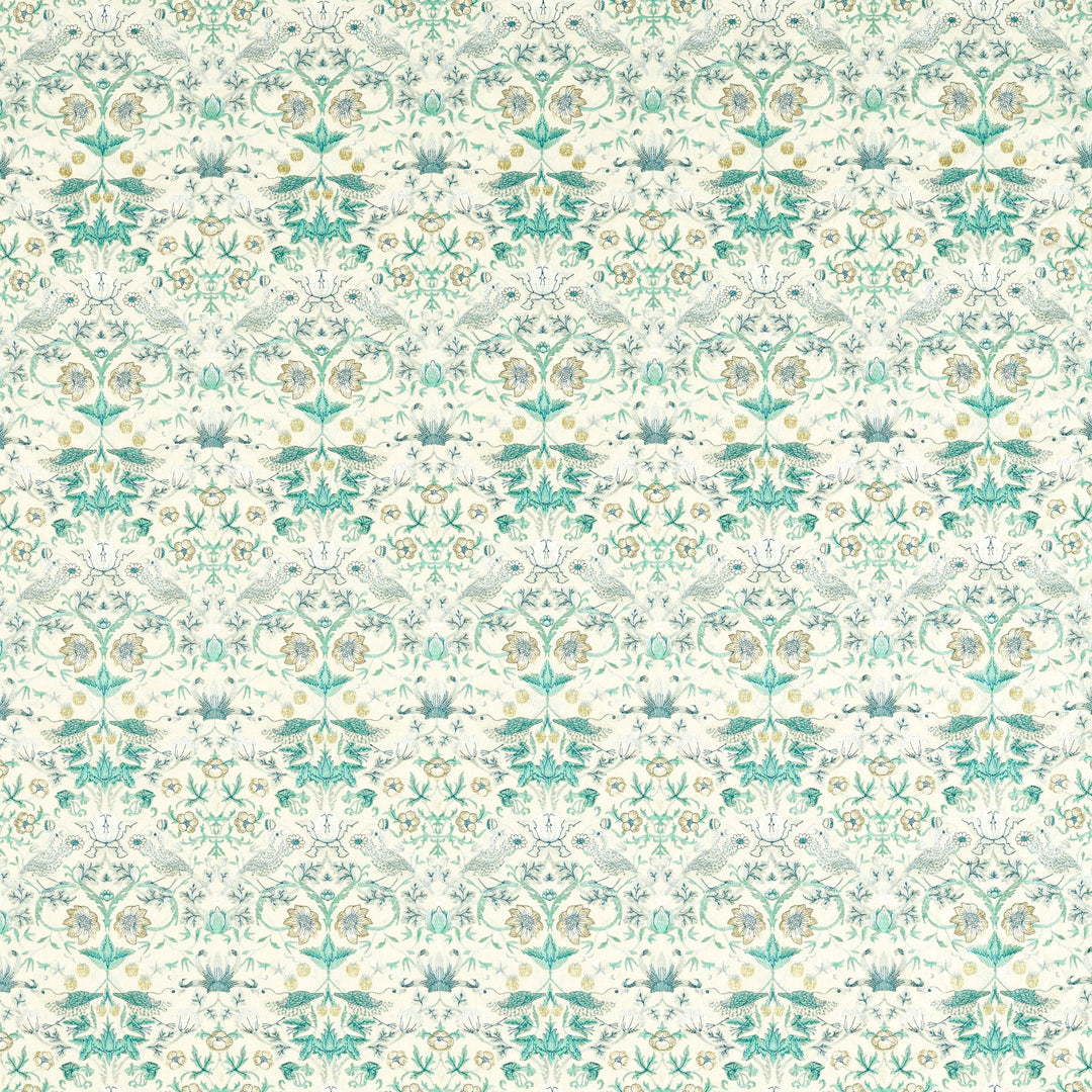 Strawberry Thief Embroidery - Teal By Clarke & Clarke Fabric