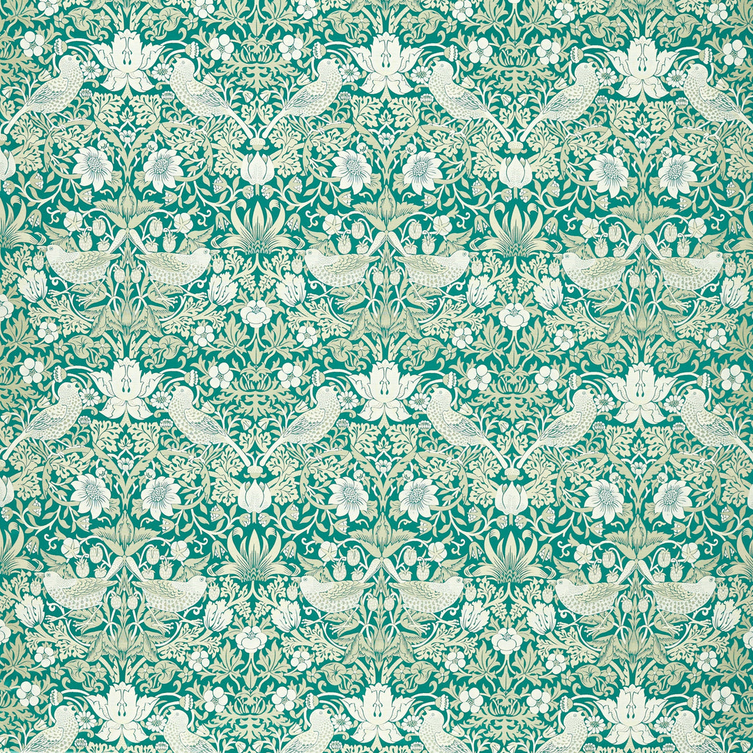 Strawberry Thief Jacquard - Teal By Clarke & Clarke Fabric