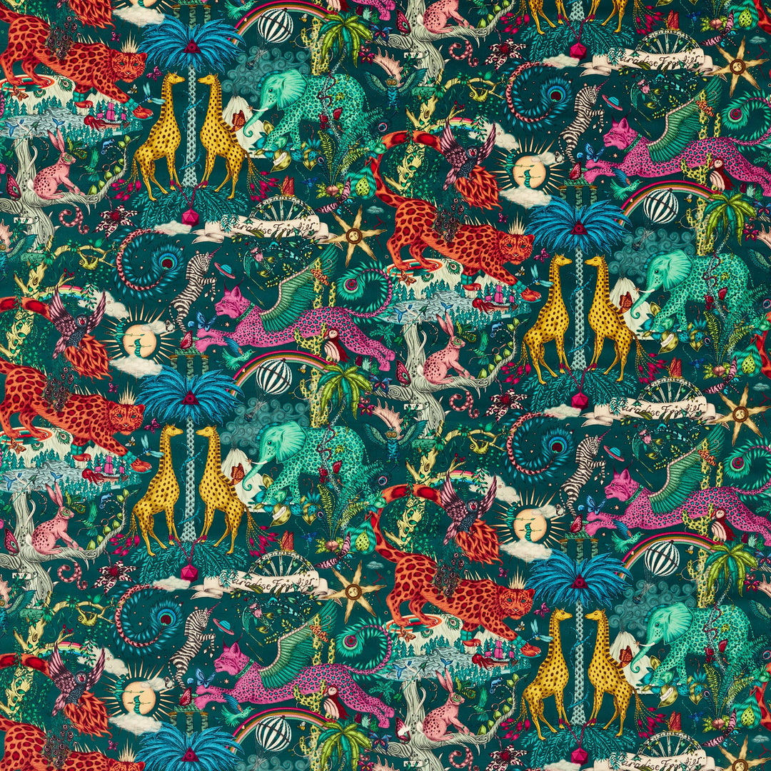 Paradise Lost Velvet - Teal By Clarke & Clarke Fabric