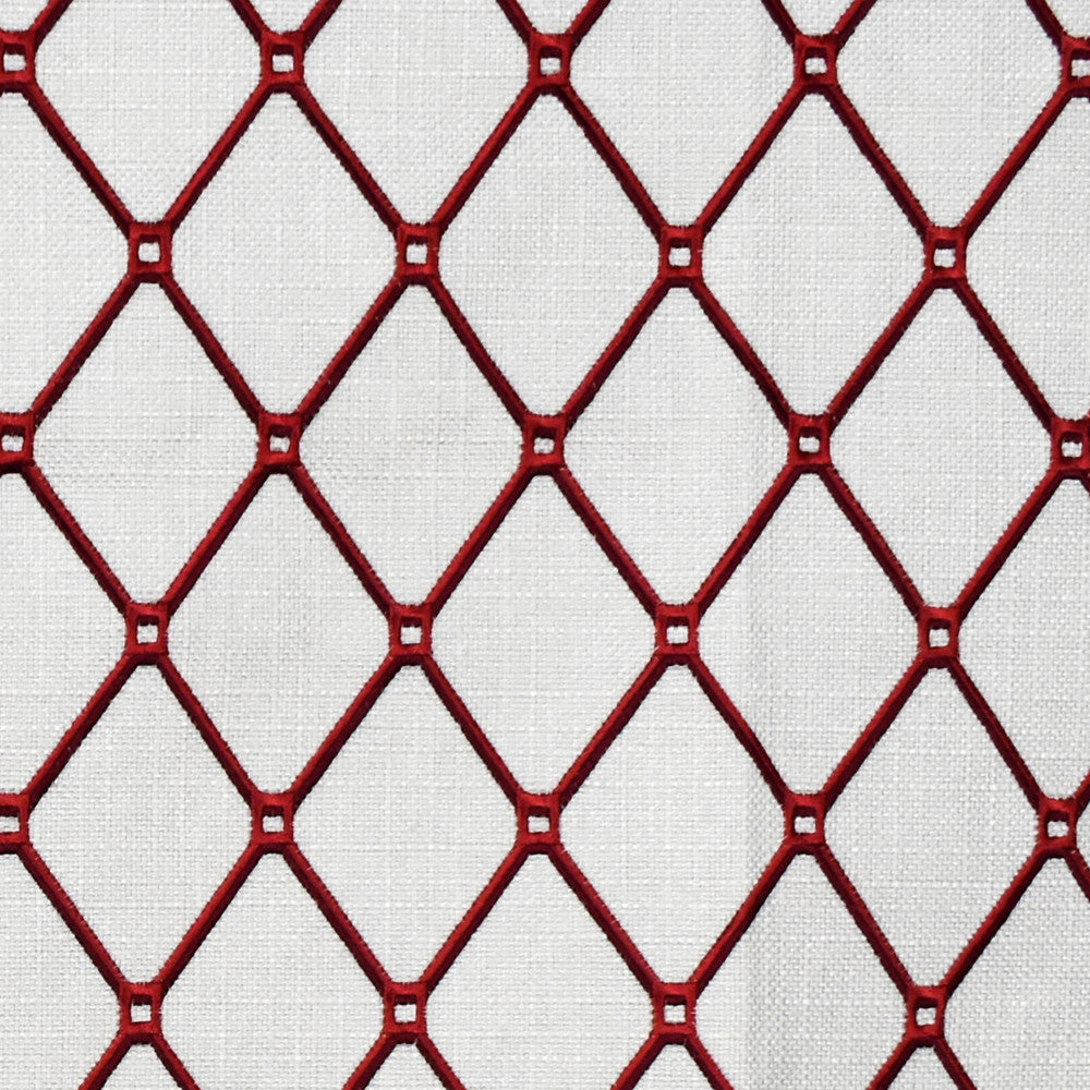 F2320 Carmine by Greenhouse Fabric 88% Polyester, 12% Acrylic With 100% Acrylic Embroidery China 9,000 double rubs </p><p>Repeat: 2.7" H, 3.9" V 58" - Fabric Carolina -