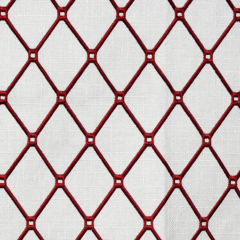 F2320 Carmine by Greenhouse Fabric 88% Polyester, 12% Acrylic With 100% Acrylic Embroidery China 9,000 </p><p>Repeat: 2.7" H, 3.9" V 58" - Fabric Carolina -