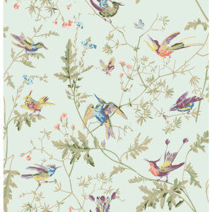 Hummingbirds Cotton Print Duck Egg by Cole & Son Fabric
