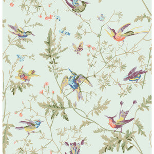 Hummingbirds Cotton Print Duck Egg by Cole & Son Fabric