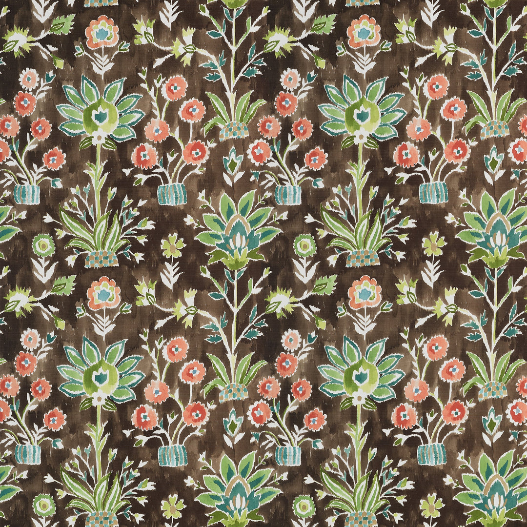 LILIA PRINT - Chocolate by Thibaut Fabric