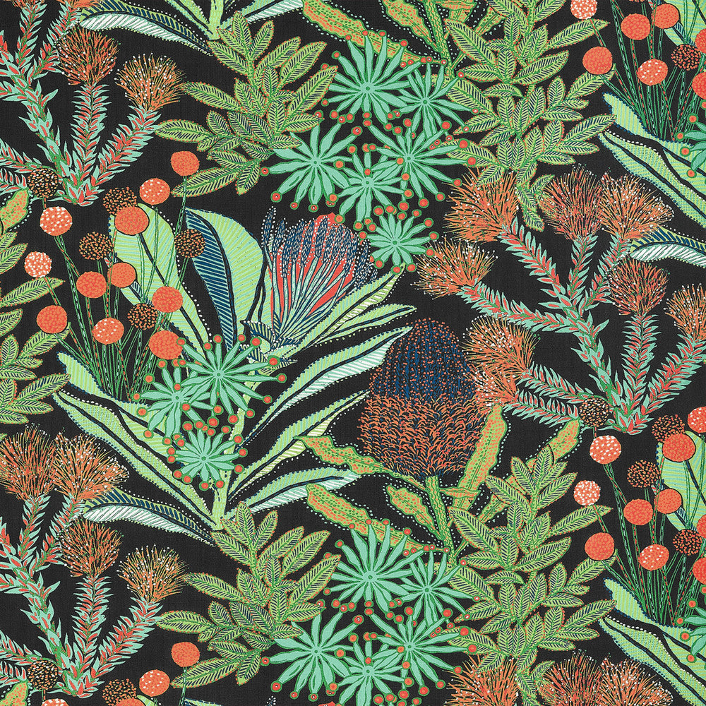 Thibaut Fabric Protea Print Black F81762  Fabric U.S.A 20000 Martindale </p><p>Repeat: H: 27 in (68.58 cm), V: 25.25 (64.14 cm) 54 in  (137.16 cm) - My Fabric Connection -