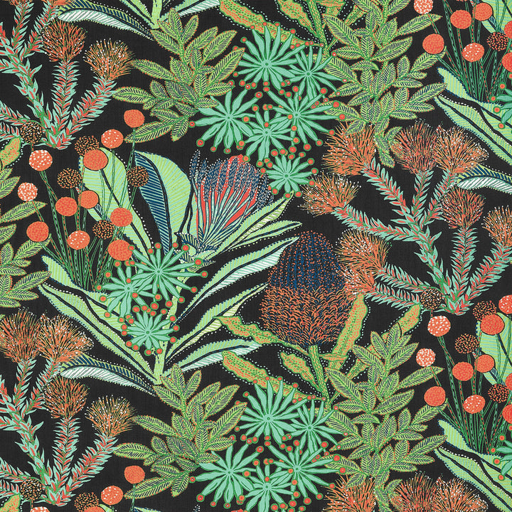 Thibaut Fabric Protea Print Black F81762  Fabric U.S.A 20000 Martindale </p><p>Repeat: H: 27 in (68.58 cm), V: 25.25 (64.14 cm) 54 in  (137.16 cm) - My Fabric Connection -