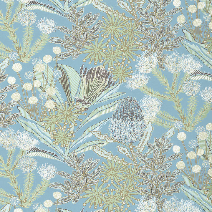 Thibaut Fabric Protea Print Spa Blue F81766  Fabric U.S.A 20000 Martindale </p><p>Repeat: H: 27 in (68.58 cm), V: 25.25 (64.14 cm) 54 in  (137.16 cm) - My Fabric Connection -
