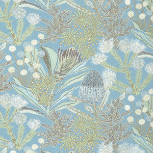 Thibaut Fabric Protea Print Spa Blue F81766 