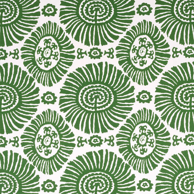 Solis Emerald Green F910081 by Thibaut Fabric Thibaut Fabric Solis Emerald Green F910081Fabric Tropics Fabric Book 52% Cotton, 48% Linen ITALY </p><p>Repeat: V: 12.5 54 - Fabric Carolina -