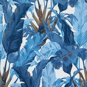 Travelers Palm Navy and White F910126 by Thibaut Fabric