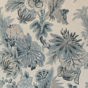 Floral Gala Slate Blue and Flax F910214 by Thibaut Fabric