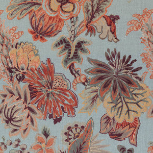 Floral Gala Blue and Cinnamon F910215 by Thibaut Fabric