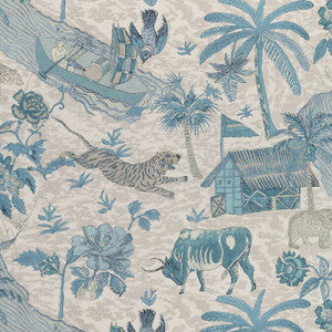 Tiger Reserve Slate Blue F910231 by Thibaut Fabric
