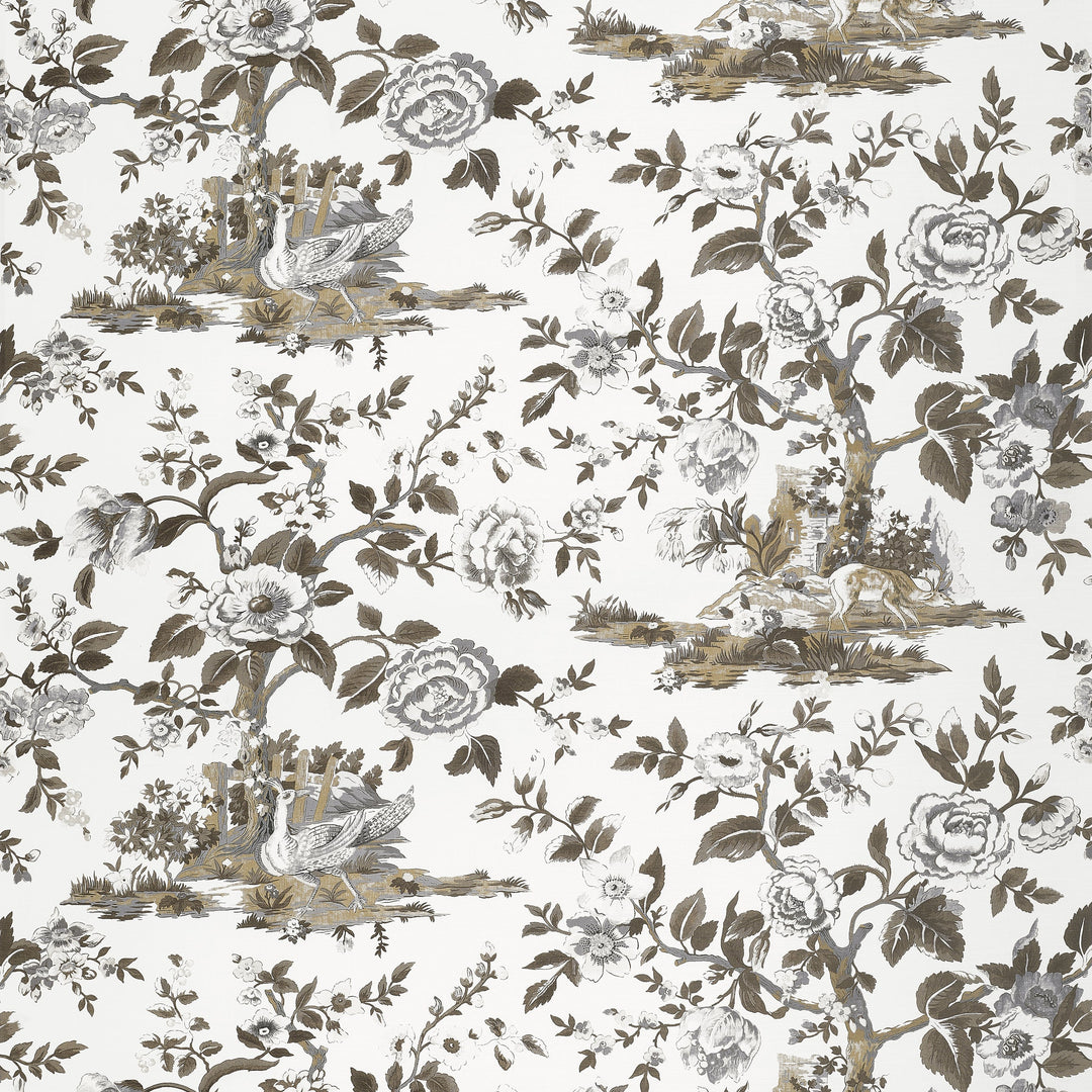 FOREST LODGE - Brown and White by Thibaut Fabric