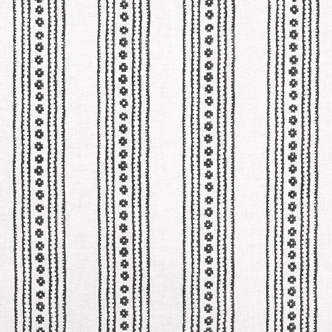 New Haven Stripe Black F910611 by Thibaut Fabric Thibaut Fabric New Haven Stripe Black F910611Fabric Ceylon Fabric 55% Linen, 45% Cotton INDIA </p><p>Repeat: V: 6.75 54 - Fabric Carolina -