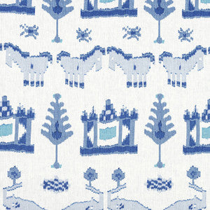 Kingdom Parade Blue and White F910641 by Thibaut Fabric