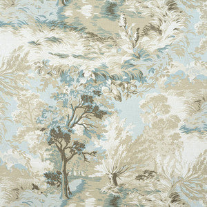 Lincoln Toile Beige and Spa Blue F910865 by Thibaut Fabric