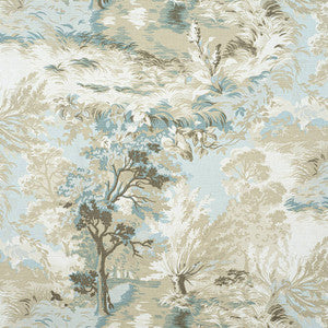 Lincoln Toile Beige and Spa Blue F910865 by Thibaut Fabric