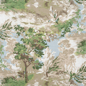 Lincoln Toile Green and Beige F910866 by Thibaut Fabric