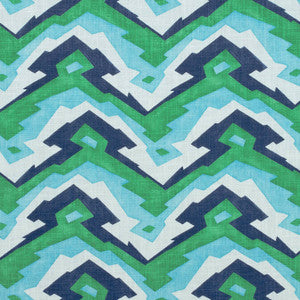 Deco Mountain Blue and Green F913076 by Thibaut Fabric