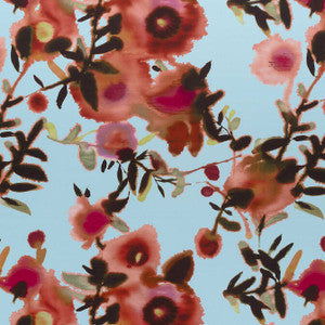 Open Spaces Aqua and Coral F913086 by Thibaut Fabric