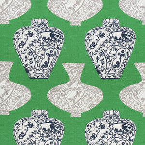 Imari Vase Emerald Green F913125 By Thibaut Fabric