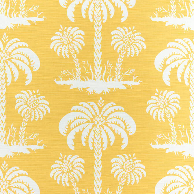 Palm Island Yellow F913148 by Thibaut Fabric Thibaut Fabric Palm Island Yellow F913148Fabric Summer House Fabric Book 51% Linen, 49% Cotton U.S.A. </p><p>Repeat: V: 18 54 - Fabric Carolina -