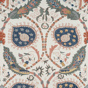 Lewis Coral and Blue F913219 by Thibaut Fabric