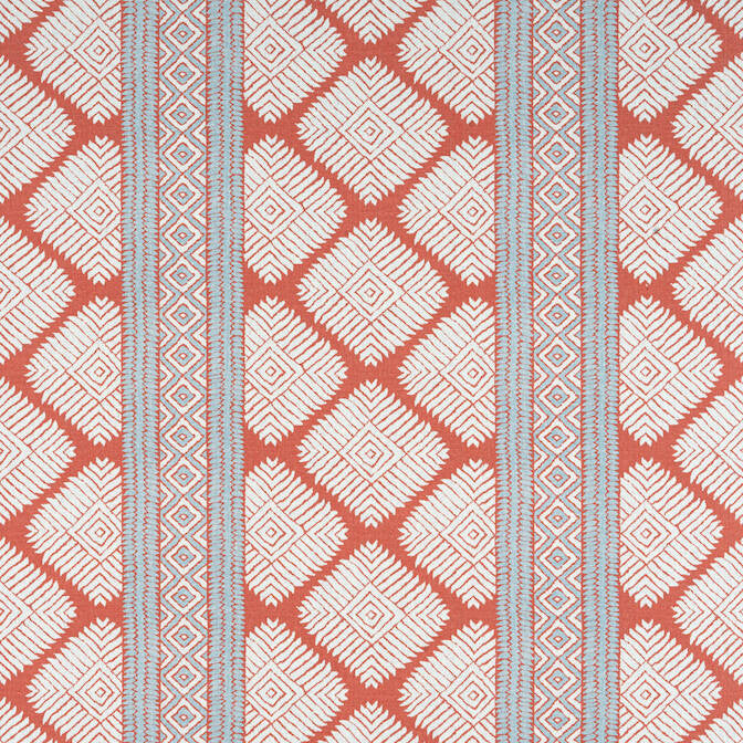 Austin Coral and Spa Blue F913248 by Thibaut Fabric Thibaut Fabric Austin Coral and Spa Blue F913248Fabric Mesa Fabric Book 100% Linen ITALY </p><p>Repeat: V: - 54 - Fabric Carolina -