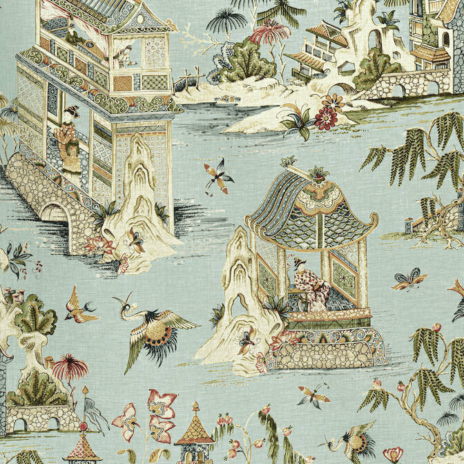 Grand Palace Mist F913617 by Thibaut Fabric Thibaut Fabric Grand Palace Mist F913617Fabric Grand Palace Fabric Book 100% Linen SCOTLAND </p><p>Repeat: V: 35.5 54 - Fabric Carolina -