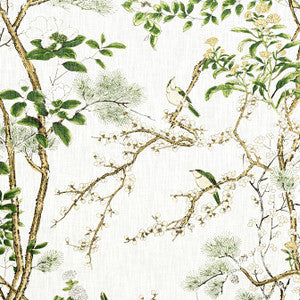 Katsura Green and White F913621 by Thibaut Fabric