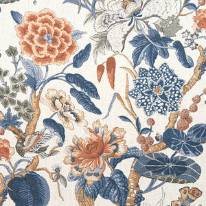 Hill Garden Brick and Navy F913655 by Thibaut Fabric