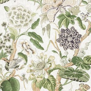 Hill Garden White and Green F913656 By Thibaut Fabric