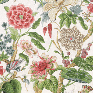 Hill Garden Coral and Green F913658 by Thibaut Fabric