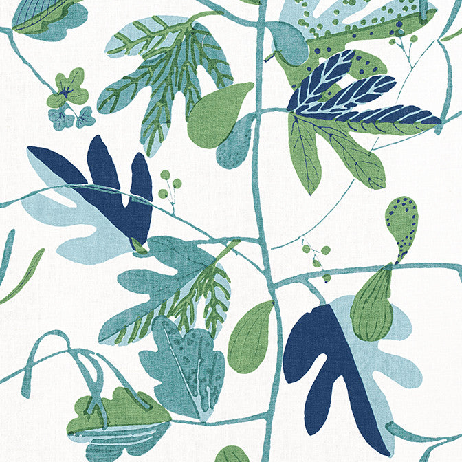 Matisse Leaf Green and Blue F916209 by Thibaut Fabric Thibaut Fabric Matisse Leaf Green and Blue F916209Fabric Kismet Fabric Book 100% Linen U.S.A. </p><p>Repeat: V: 29.75 54 - Fabric Carolina -